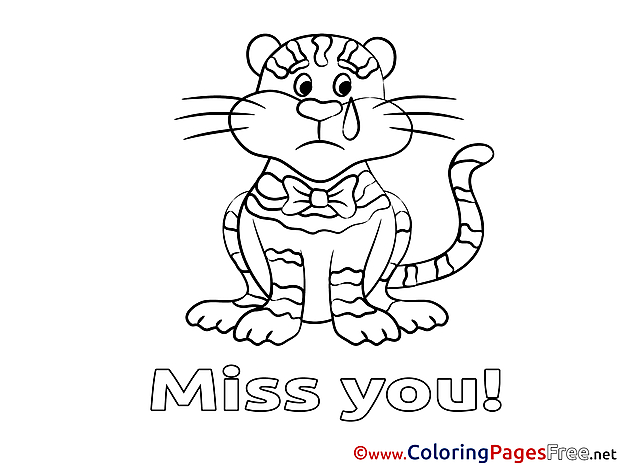 Tiger Miss you free Coloring Pages