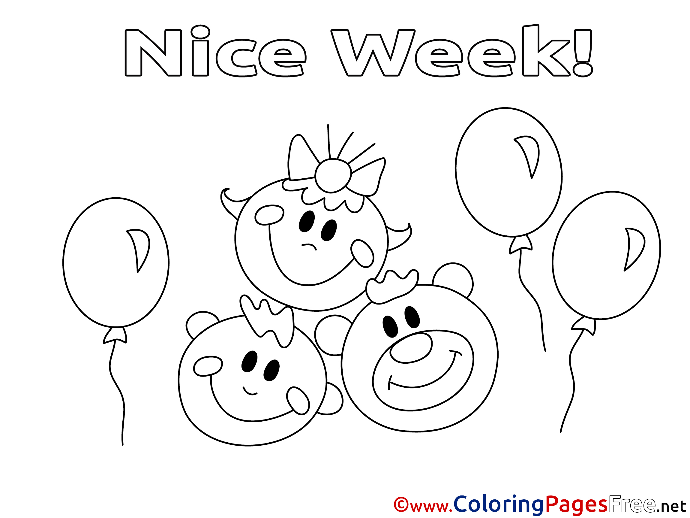 Balloons Nice Week free Coloring Pages