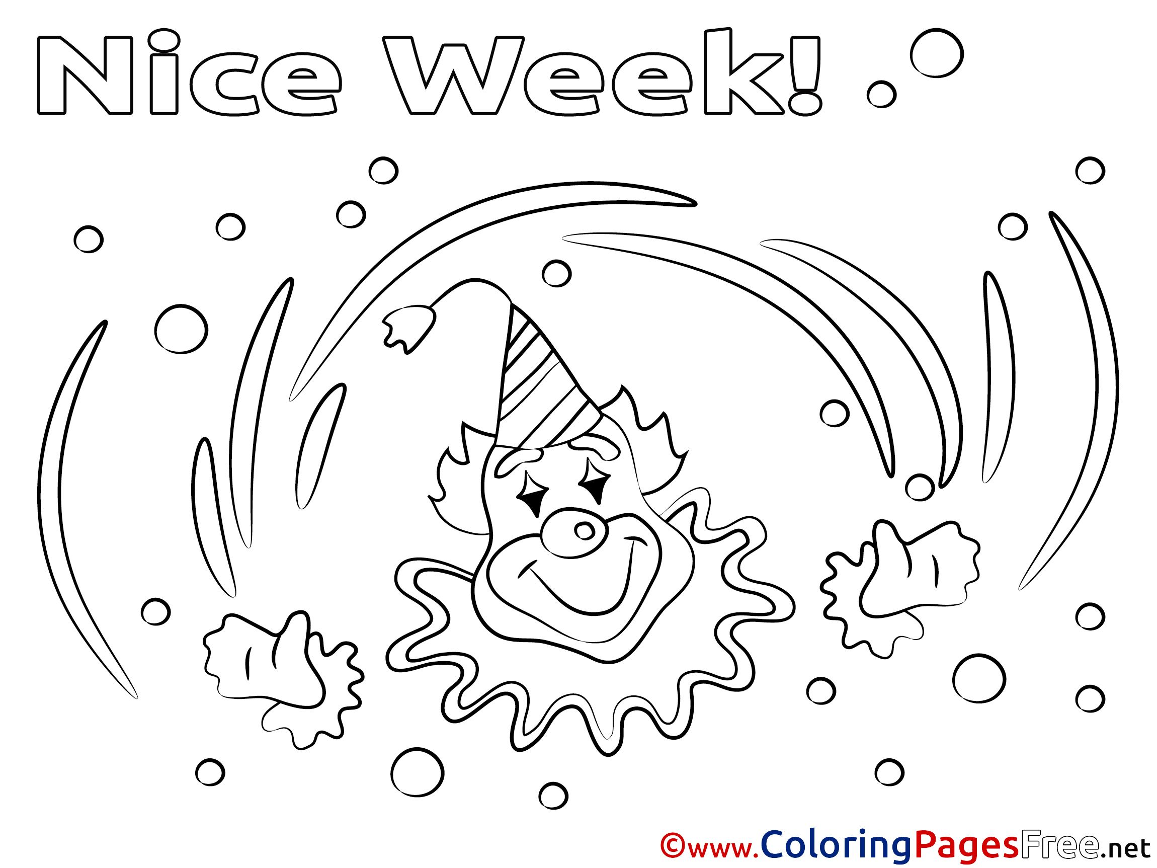 Clown Nice Week Coloring Pages free