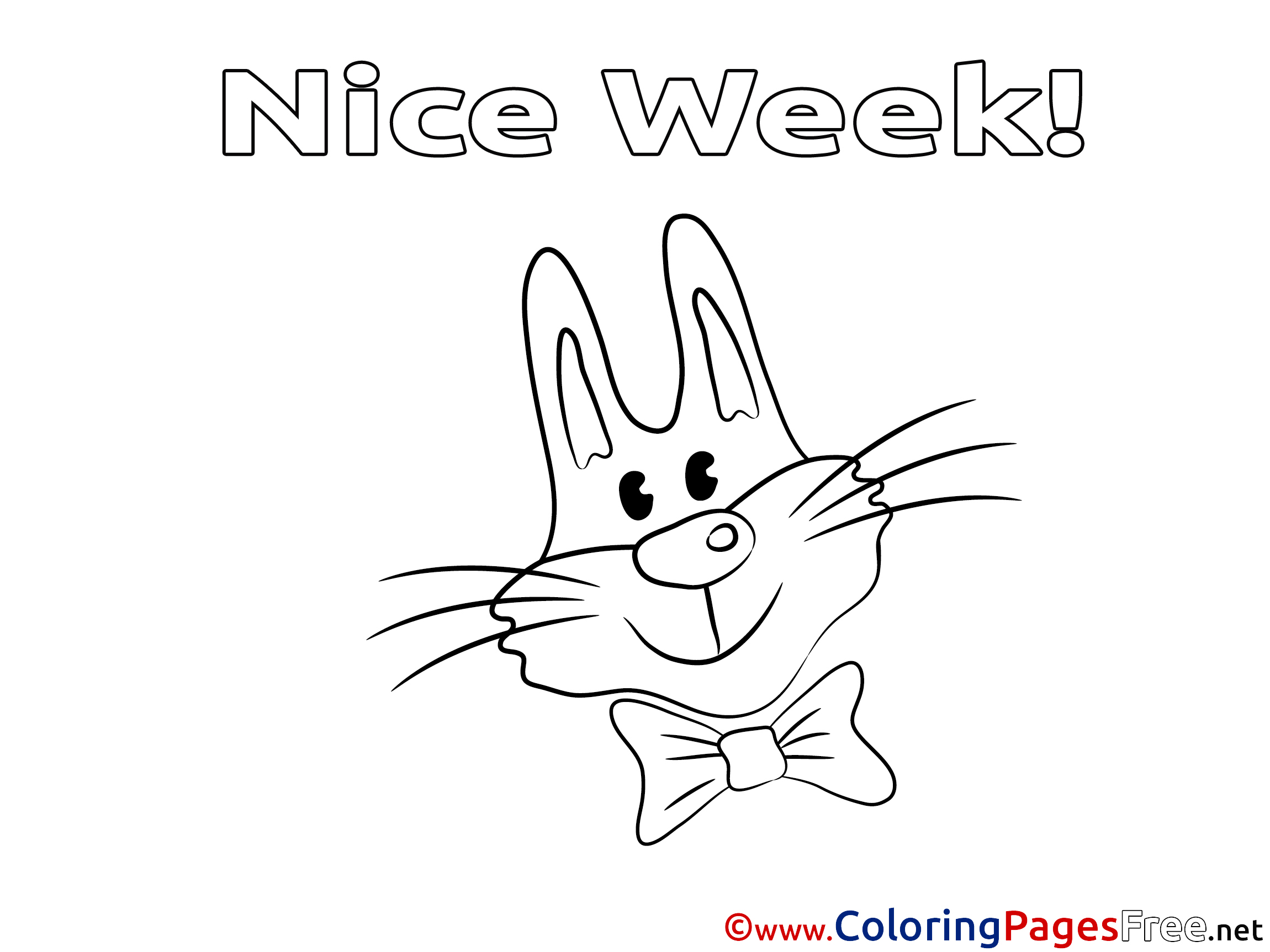 Rabbit Kids Nice Week Coloring Page