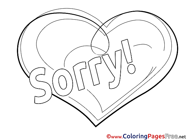 Heart printable Sorry Coloring Sheets