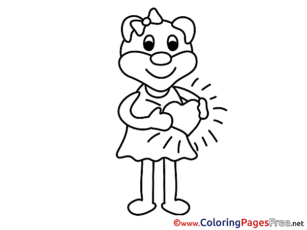 Bear for free Coloring Pages download Heart