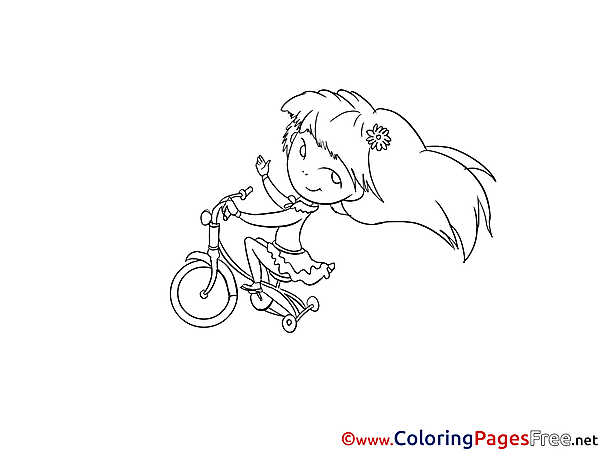 Bicycle Girl printable Coloring Pages for free