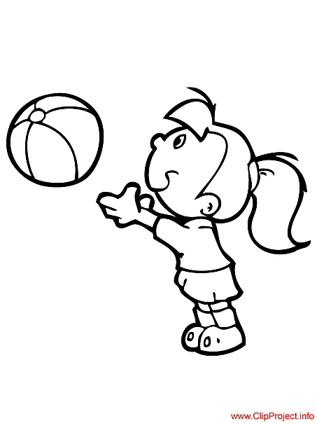 Coloring page girl playing ball