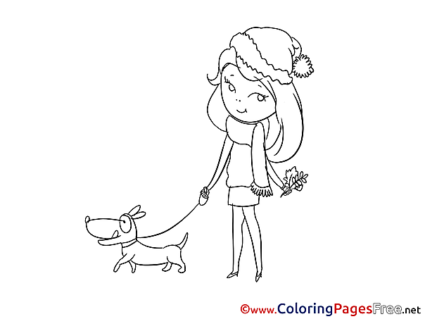 Dog Girl Coloring Sheets download free