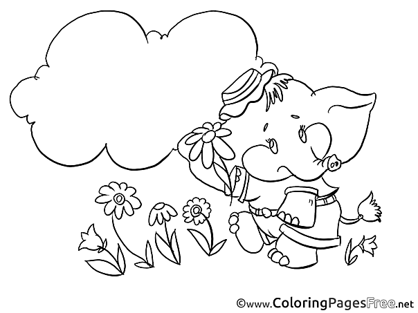 Elephant in Grass for free Coloring Pages download