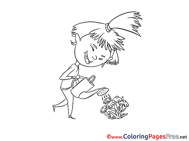 Flowers printable Coloring Pages Girl for free