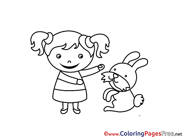 Hare Girl for Children free Coloring Pages