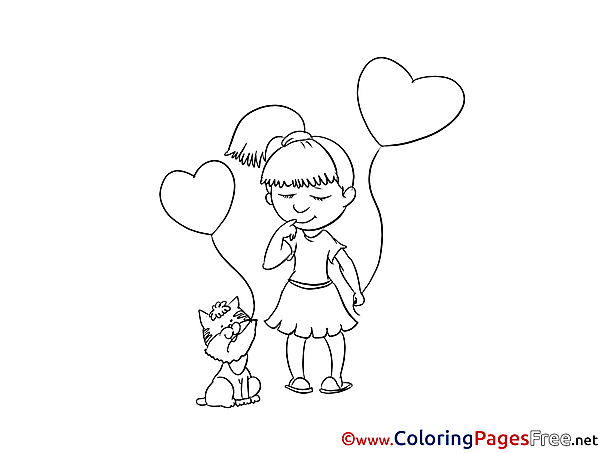 Hearts download printable Girl Coloring Pages