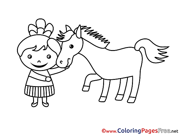 Horse Kids download Girl Coloring Pages