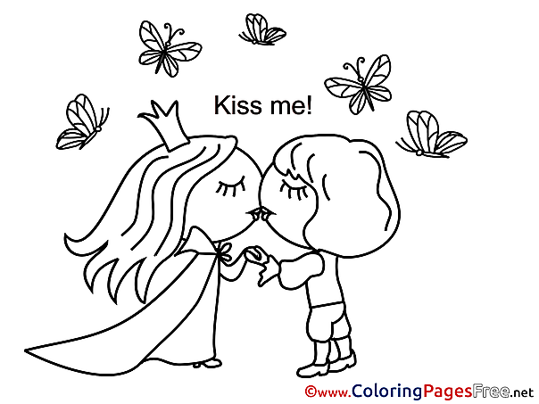 Kiss me Colouring Page Couple printable free