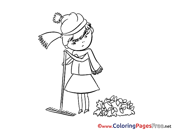 Leaves Girl Coloring Sheets download free