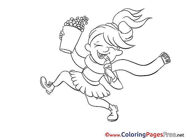 Popcorn free printable Girl Coloring Sheets