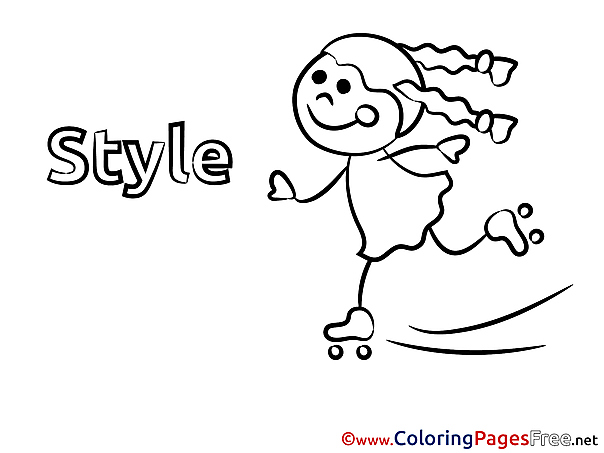 Skates Colouring Page Girl printable free