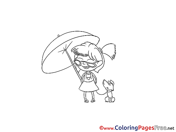 Umbrella Children Coloring Pages free