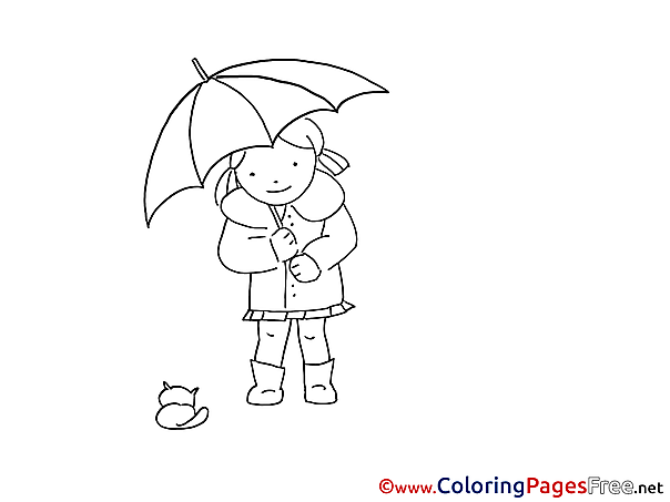 Umbrella Kids download Coloring Pages