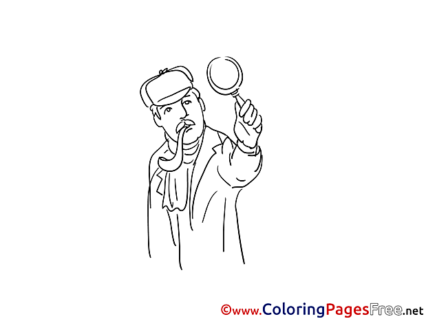 Detective with Loupe for free Coloring Pages download