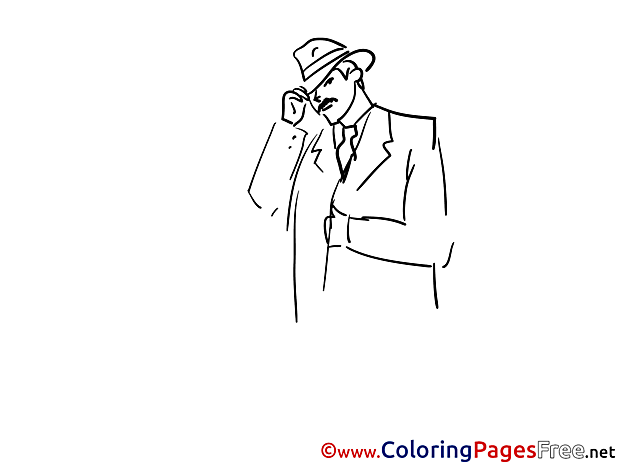 Hat Detective Coloring Sheets download free