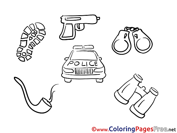 Police car Children download Colouring Page