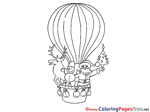 Balloon Santa Claus for Children free Coloring Pages