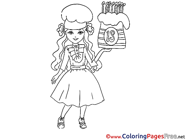 Birthday Girl Cake download printable Coloring Pages