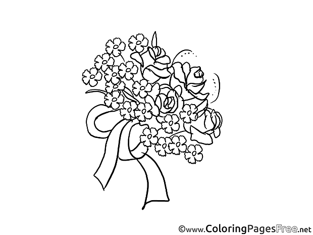 Bouquet Flowers Colouring Sheet download free