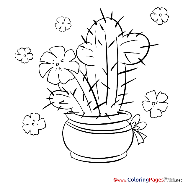 Cactus in the Pot for free Coloring Pages download