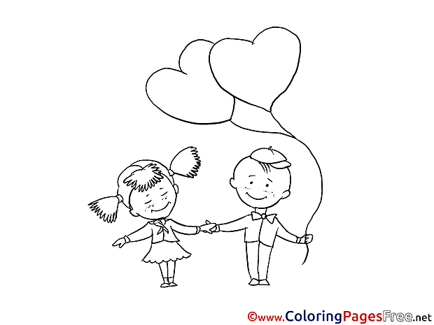 Children with Hearts Coloring Pages free