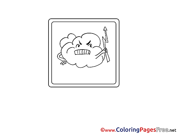 Cloud angry Children Coloring Pages free
