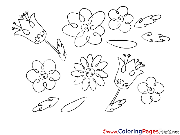 Colouring Page Flowers printable free