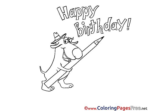 Dog Birthday Colouring Page printable free
