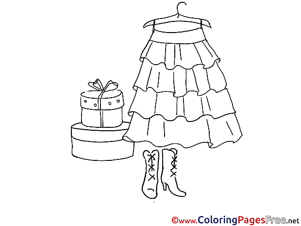Dress and Shoes printable Coloring Sheets download