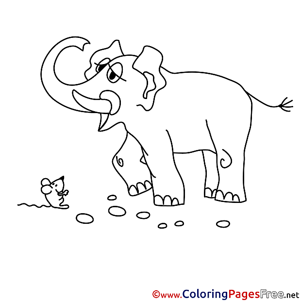 Elephant free Colouring Page download