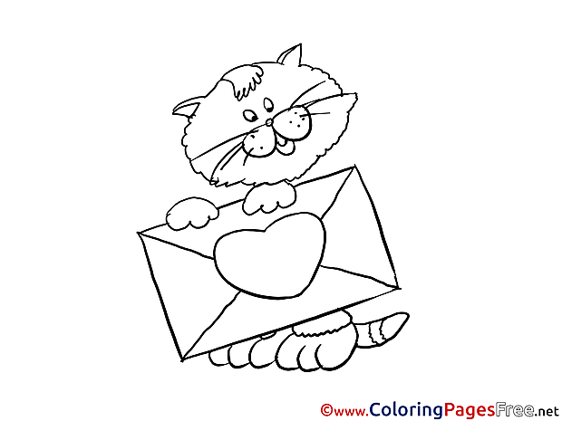 Envelope Cat Coloring Sheets download free