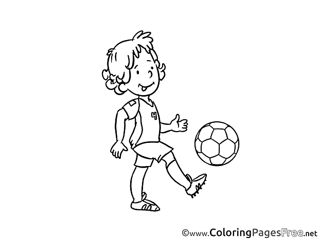 Kid plays Football Colouring Sheet download free