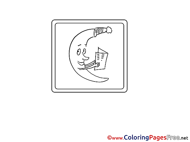 Moon reads printable Coloring Sheets download