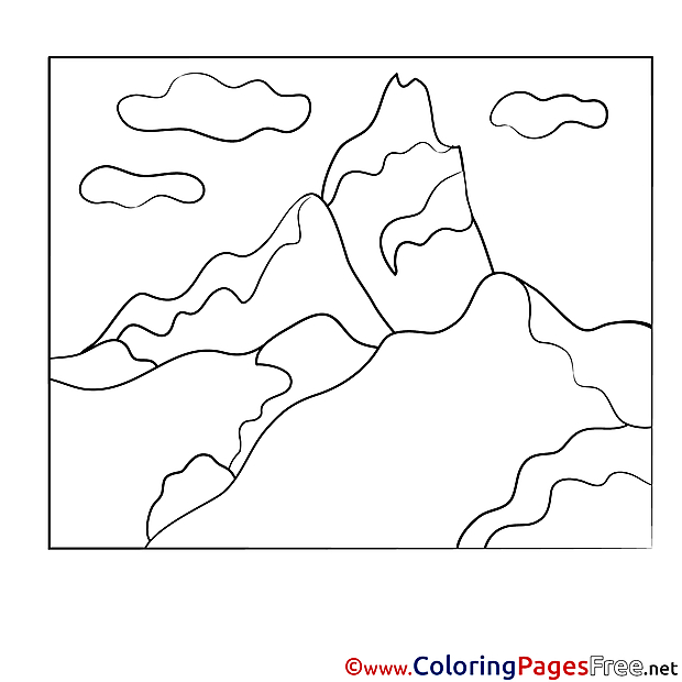 Mountains Colouring Sheet download free