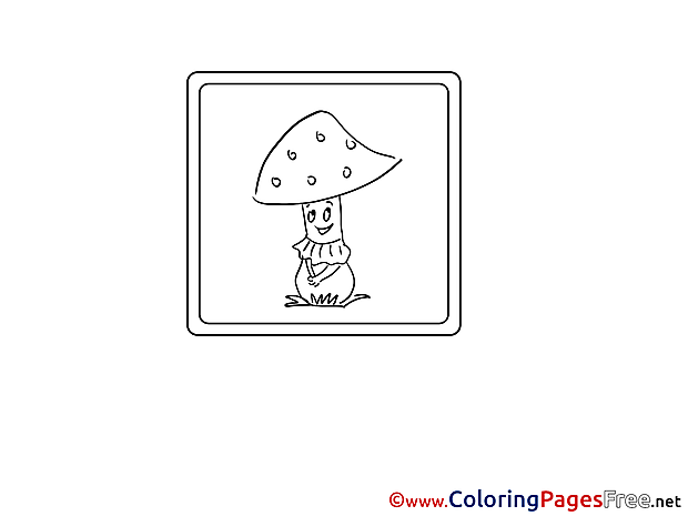 Mushroom for Kids printable Colouring Page