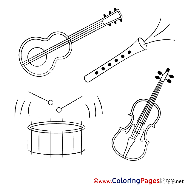 Music Instruments Kids download Coloring Pages