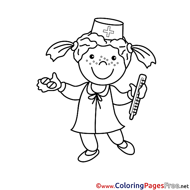 Nurse with Thermometer for Children free Coloring Pages