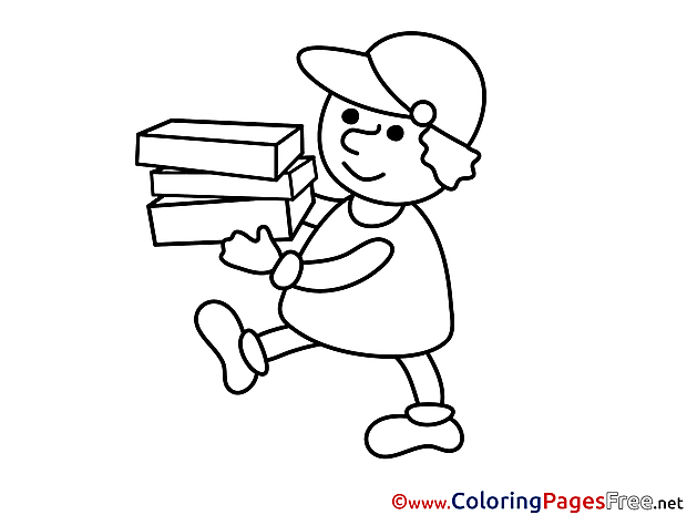 Postman with Boxes  printable Coloring Sheets download
