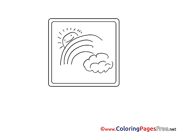 Rainbow Sun for free Coloring Pages download
