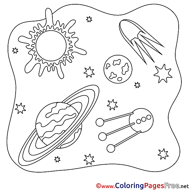 Rocket Planets Colouring Sheet download free