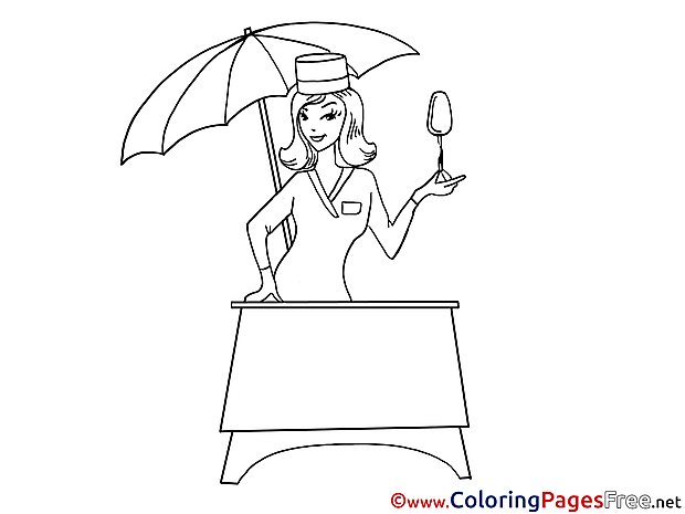 Saleswoman Ice Cream Kids download Coloring Pages