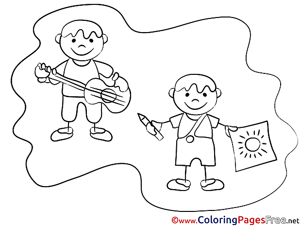 School Kids Children download Colouring Page