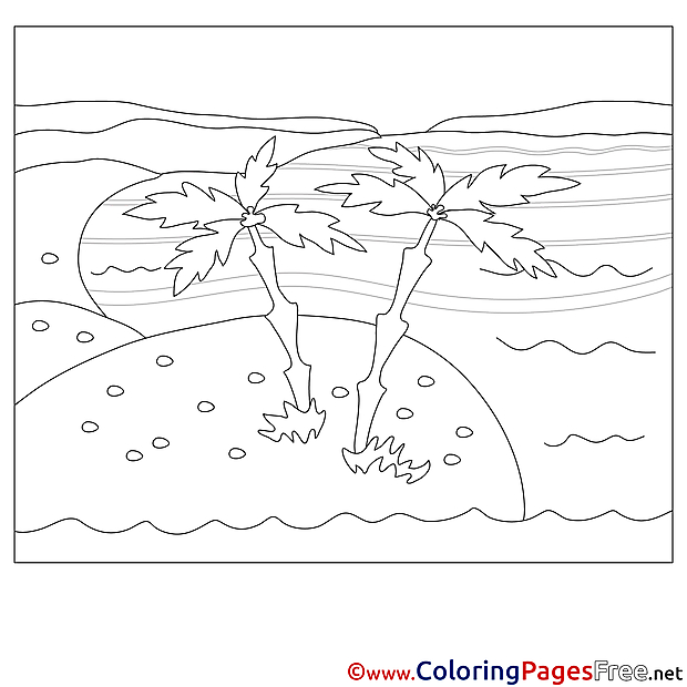 Sea Island for Kids printable Colouring Page