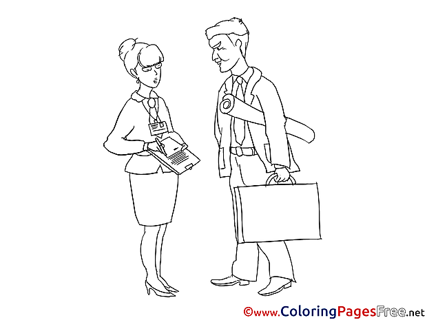 Secretary and Engineer Colouring Page printable free