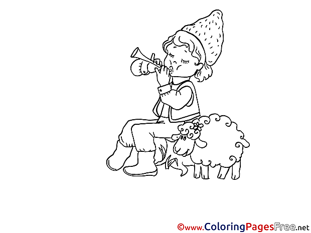 Shepherdess and Sheep Coloring Pages for free