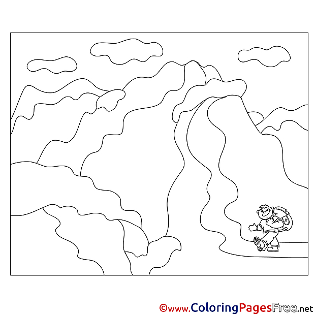 Tourist in the Mountains for free Coloring Pages download