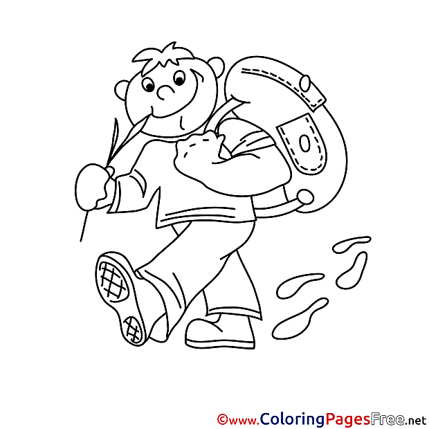 Traveler with Bag Kids free Coloring Page
